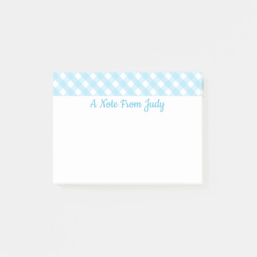 Pastel Blue Gingham Pattern Post-it Klebezettel (Vorderseite)