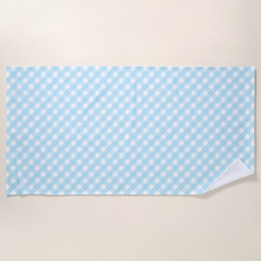 Pastel Blue Gingham Pattern Strandtuch (Vorderseite)