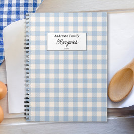 Pastel Blue Gingham Recipe Notizblock