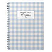 Pastel Blue Gingham Recipe Notizblock (Vorderseite)
