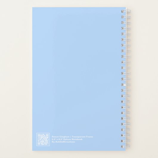 Pastel Blue Gingham Transparent Frame Notebook Notizblock (Rückseite)
