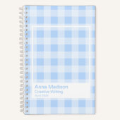Pastel Blue Gingham Transparent Frame Notebook Notizblock (Vorderseite)