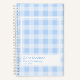 Pastel Blue Gingham Transparent Frame Notebook Notizblock