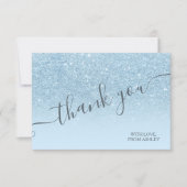 Pastel blue Glitzer Glitzern ombre Vielen Dank Dankeskarte (Vorderseite)