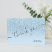 Pastel blue Glitzer Glitzern ombre Vielen Dank Dankeskarte (Stehend Vorderseite)