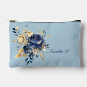 Pastel Blue & Gold Aquarelltasche Zubehörtasche (Vorderseite)