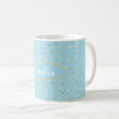 Pastel Blue Gold Confetti Dots Kaffeetasse (VorderseiteRechts)