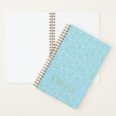 Pastel Blue Gold Confetti Dots Personalisiert Bull Notizblock (Innen)