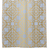 PASTEL BLUE GOLD ELEGANT PATTERN DUSCHVORHANG (Vorderseite)
