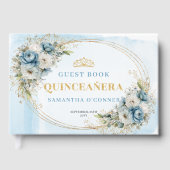 Pastel Blue Gold Eucalyptus Quince Guestbook Gästebuch (Vorderseite)