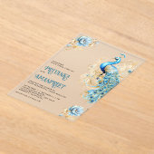 Pastel Blue Gold Floral Indian Peacock Wedding Acryleinladungen (Ablage )