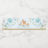 Pastel Blue Gold Woodland Floral Baby Dusche Wasserflaschenetikett (Einzelnes Label)