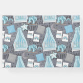 PASTEL BLUE & GRAY BABY KINDERZIMMER SCENE GÄSTEBUCH (Rückseite)