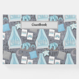 PASTEL BLUE & GRAY BABY KINDERZIMMER SCENE GÄSTEBUCH