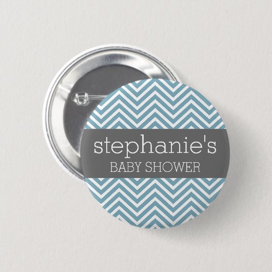 Pastel Blue & Gray Baby Shower Suite Button (Vorne & Hinten)