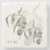 Pastel Blue Gray Olive Brancola Steinuntersetzer (Vorderseite)