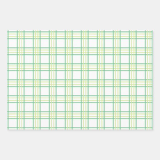 Pastel Blue Green Kariert Checkered Gingham Geschenkpapier Set (Vorderseite)