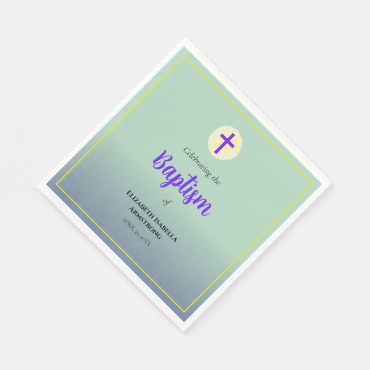 Pastel Blue Green Lila Spring Baptisse Serviette (Ecke)