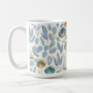 PASTEL BLUE GREEN & TAN WHIMSICAL GARDEN BLUME KAFFEETASSE
