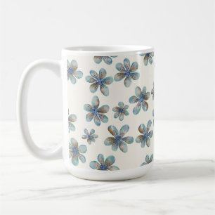 PASTEL BLUE GREEN & TAN WHIMSICAL GARDEN BLUME KAFFEETASSE