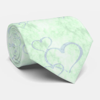 Pastel Blue Green Valentine Hearts Krawatte Männer