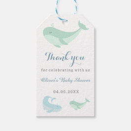 Pastel Blue Green Whale Danke, Baby Shower Geschenkanhänger