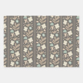 Pastel Blue Grey Floral Country Hütte Kariert Geschenkpapier Set (Vorderseite)