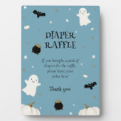 Pastel Blue Halloween Babydusche Windeln Raffel Fotoplatte (Vorderseite)