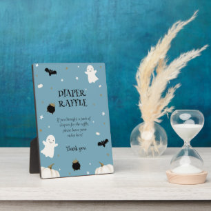 Pastel Blue Halloween Babydusche Windeln Raffel Fotoplatte