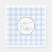Pastel Blue Happy Oaster Kariertes Muster Serviette (Vorderseite)