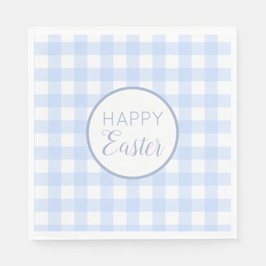 Pastel Blue Happy Oaster Kariertes Muster Serviette (Vorderseite)