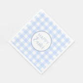 Pastel Blue Happy Oaster Kariertes Muster Serviette (Ecke)
