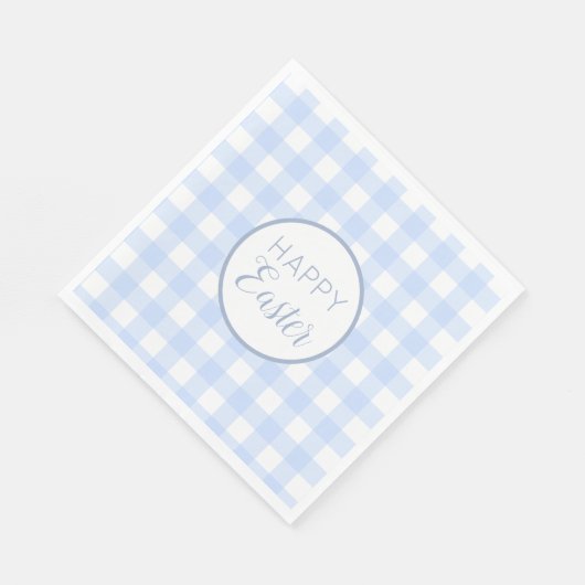 Pastel Blue Happy Oaster Kariertes Muster Serviette (Ecke)