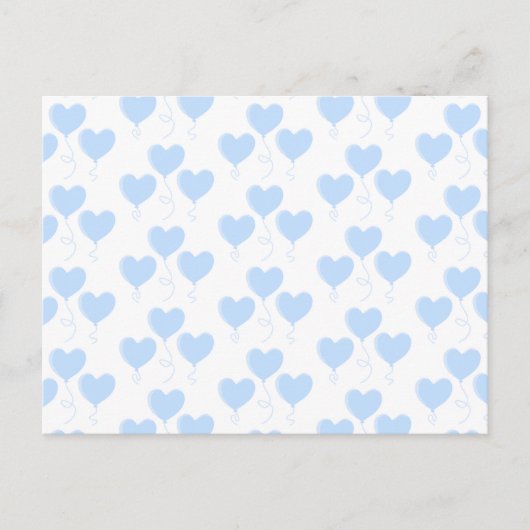 Pastel Blue Heart Balloon Muster. Postkarte (Vorderseite)