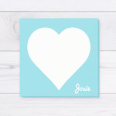 Pastel Blue Heart Sticky Notes mit Name Post-it Klebezettel