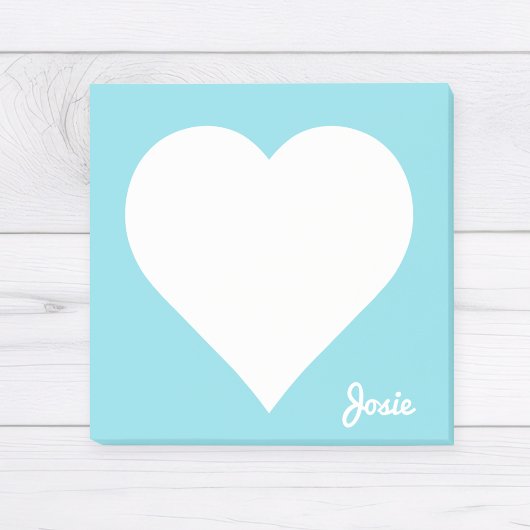 Pastel Blue Heart Sticky Notes mit Name Post-it Klebezettel