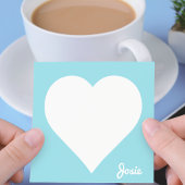 Pastel Blue Heart Sticky Notes mit Name Post-it Klebezettel