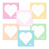 Pastel Blue Heart Sticky Notes mit Name Post-it Klebezettel