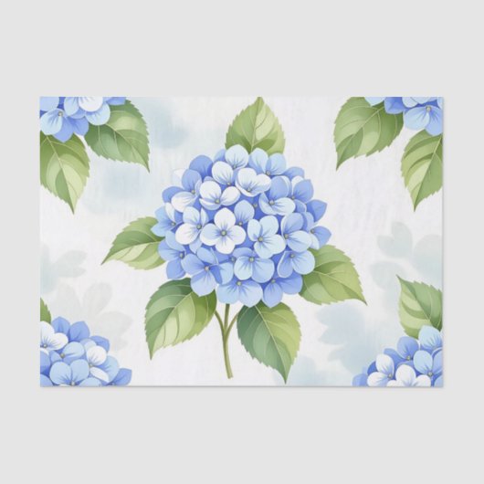Pastel Blue Hydrangea Bouquet Pattern Seidenpapier (Vorderseite)