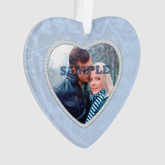 Pastel Blue Imitats Diamond Fotomaterial Ornament (Vorderseite)