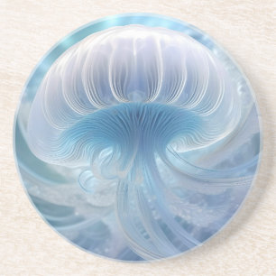 Pastel Blue Jellyfish Fraktal Kunst im Wasser Getränkeuntersetzer