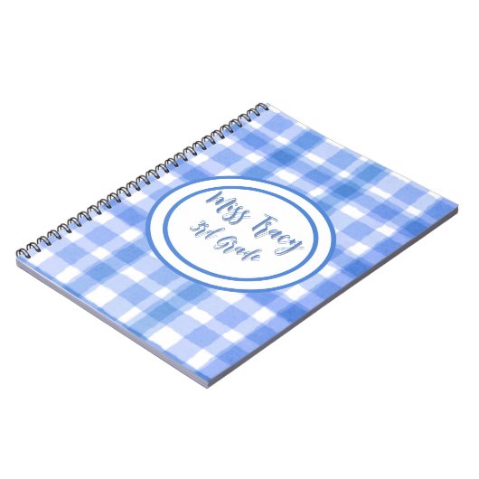 Pastel Blue Kariert Custom Notebook Notizblock (Linke Seite)
