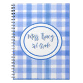 Pastel Blue Kariert Custom Notebook Notizblock (Vorderseite)