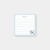 Pastel Blue Kawaii Chibi Laughing kitty Cat Post-it Klebezettel (Vorderseite)