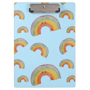 Pastel Blue Kawaii Rainbow Klemmbrett
