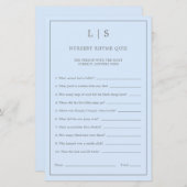 Pastel Blue Kinderzimmer Rhyme Quiz Baby Showspiel (Vorne/Hinten)