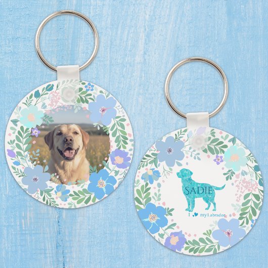 Pastel Blue Labrador Retriever Custom Photo  Schlüsselanhänger