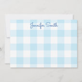 Pastel Blue Large Gingham Karo Mitteilungskarte (Vorderseite)