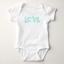 Pastel Blue Liebe Heart Baby Bodysuit
