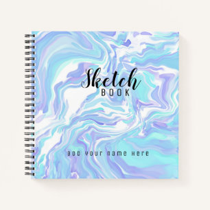 Pastel Blue Lila Fluid Art Sketch Notizblock